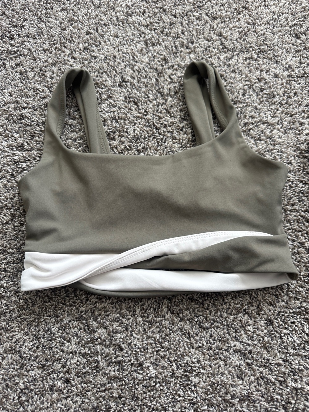 Five the Label Dance Wear:  Olive Green & White Top (ADULT SMALL)